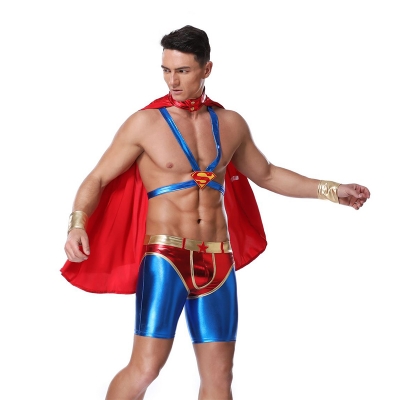 Superman Role Play Costume Spider Man With Red Cloak Cosplay Lingerie 20205