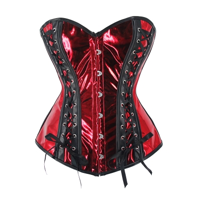 Sexy Women Bright Metallic Leather Front Lace-up Steampunk Corsets WK2304a