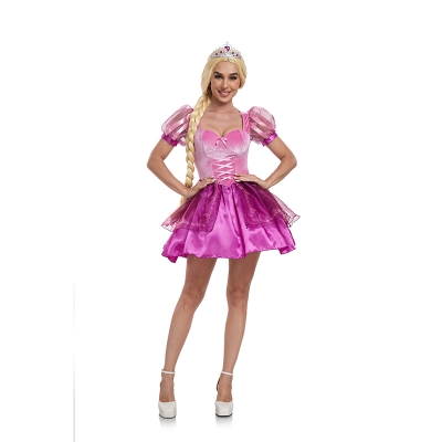 Halloween Costume Fairy Tales Enchanted Rapunzel Purple Princess Adult Costume DL2056