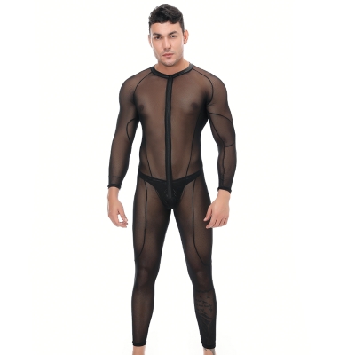 Sexy Men Underwear Long Sleeve Jumpsuit One-Piece Bodysuit N981