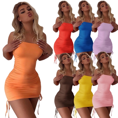 ruched solid bodycon mini club dresses sexy M30152