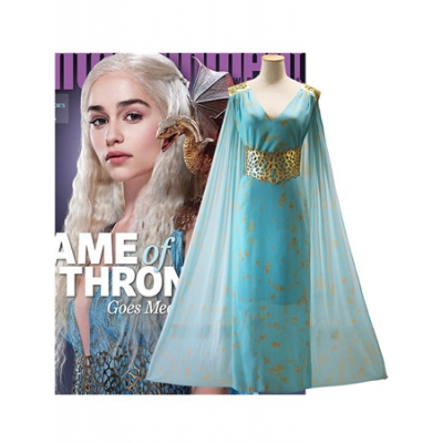 Game of Thrones Daenerys Cosplay Costumes Blue Dresses M40474