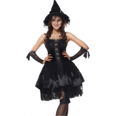Women Sexy Lace Witch Costume for Halloween Party m40392