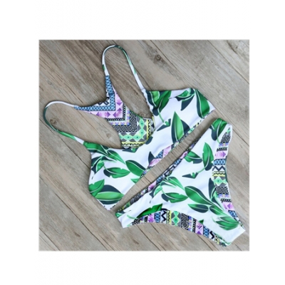 Sexy double  flower print  bikini swimwear 17081