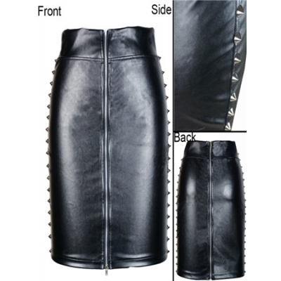 New arrival black leather dress  M337a