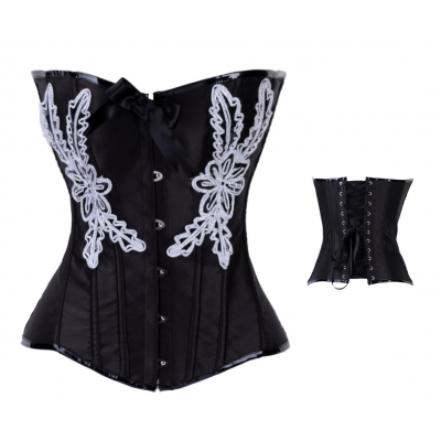 Black Floral Embroidery Corset M1258
