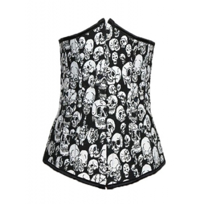 clasps front black skull corset m1971