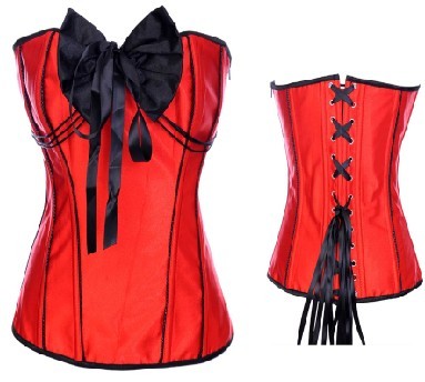 red satin sexy corset with bow decorated m1957