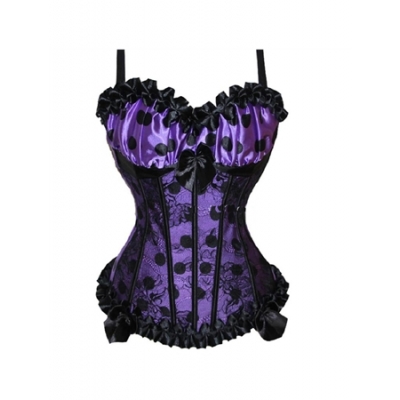 purple lace up brocade corsetm1883c