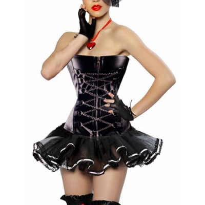 women tight faux leather corset with skirt m1207E