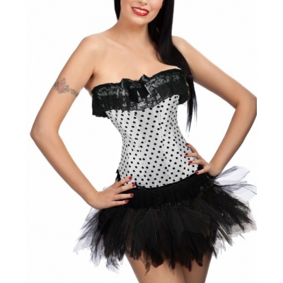 sexy white polka dot corset with bubble skirt m1808c