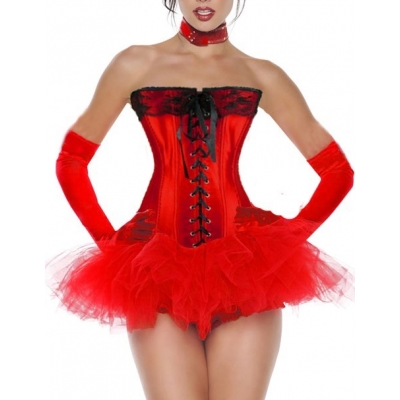 red newest corset with bubble skirt m1807D