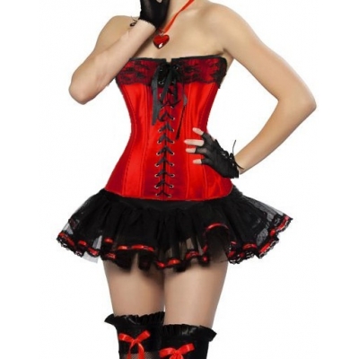 red newest corset with mini skirt m1807I