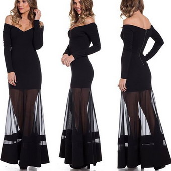 Sexy Black Long Evening Dress M3909