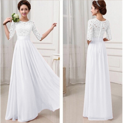 White Fashion Show Long Evening Dress M2311a
