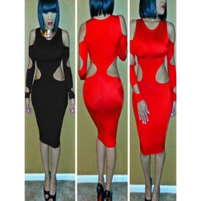 Women's Sexy Hollow Out Bodycon Night Club Bandage Dress M3786