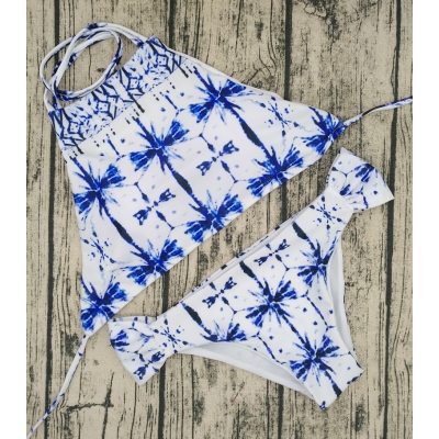 Hot Beach women Swimwear Palm Tree Printing Swimwear Crop Top Bikini