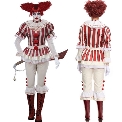 Halloween Women Role Play Cosplay Killer Clown Outfit Suit M40665