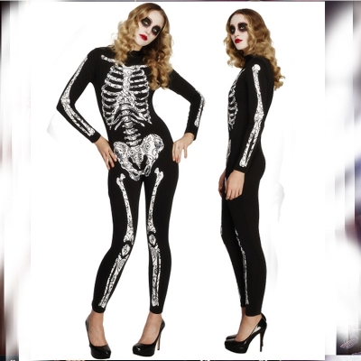 Skull print Halloween costume jumpsuit style halloween party clothes