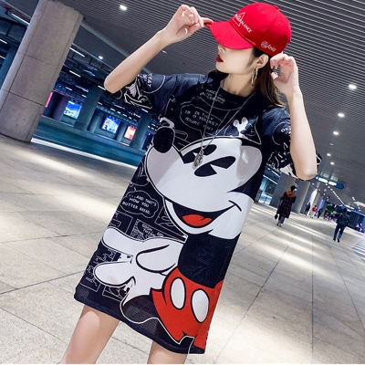 Cartoon Design Mickey Mouse Women T shirt Dress M8371