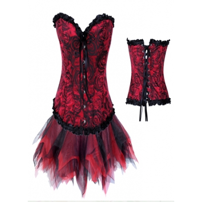 Sexy Red Corset With Skirt M1253