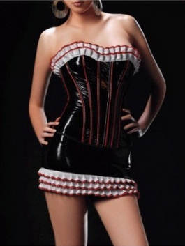 ruffle leather corset M1676