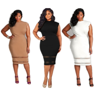 2015 fashion 3 colors midi plus size dress M30110