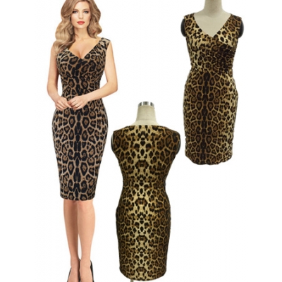 Hot Lady OL Style Leopard Pattern New Dress M30203