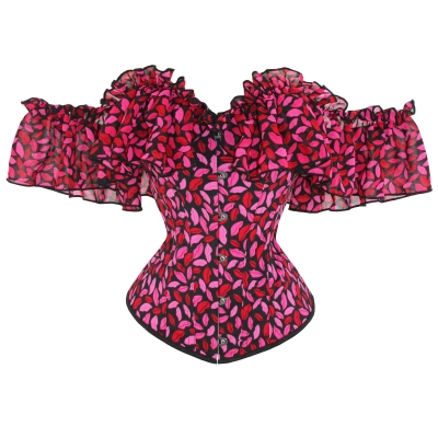 Sexy Corsets Blouse Off Shoulder Ruffle Lips Print Corselet Top WK1903b