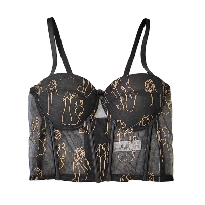 Suspenders Perspective Suit Sexy Spice Girl Top Support Gather Fish Bone Bustier KN8128